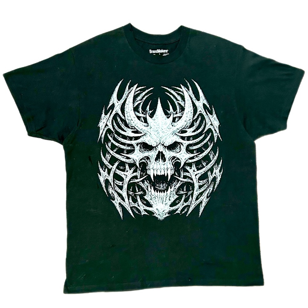 Brandmakers giant print front and back skull Graphic Men's T-Shirt L
